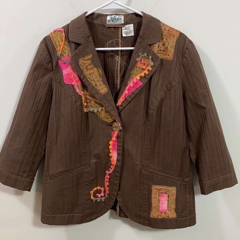 Art in the alley CrAzY decorated jacket, definitely wearable art! Good condition